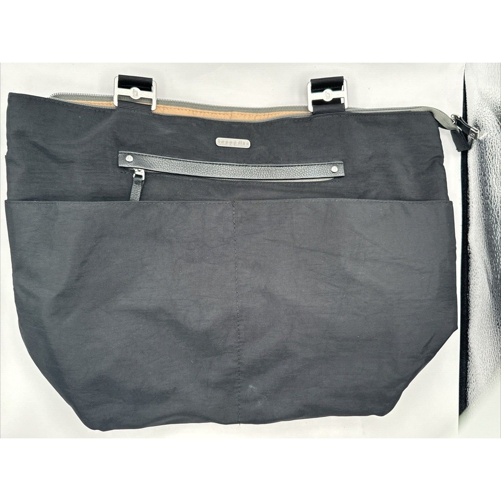 Baggallini Tote Large Black Nylon Bag Purse Side Pockets‎ Double Handle